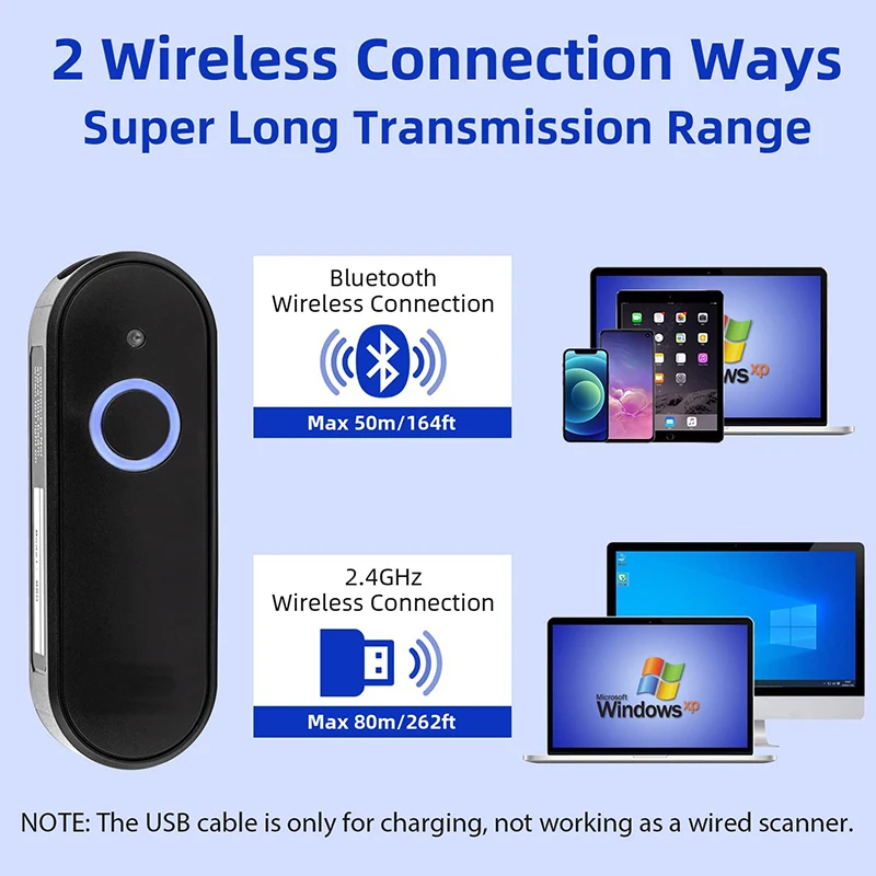 Picture 6: Mini Wireless Barcode Scanner 1D 2D QR Code Scanner USB Bluetooth Pocket QR Reader IOS Android Windows for Mobile Payment