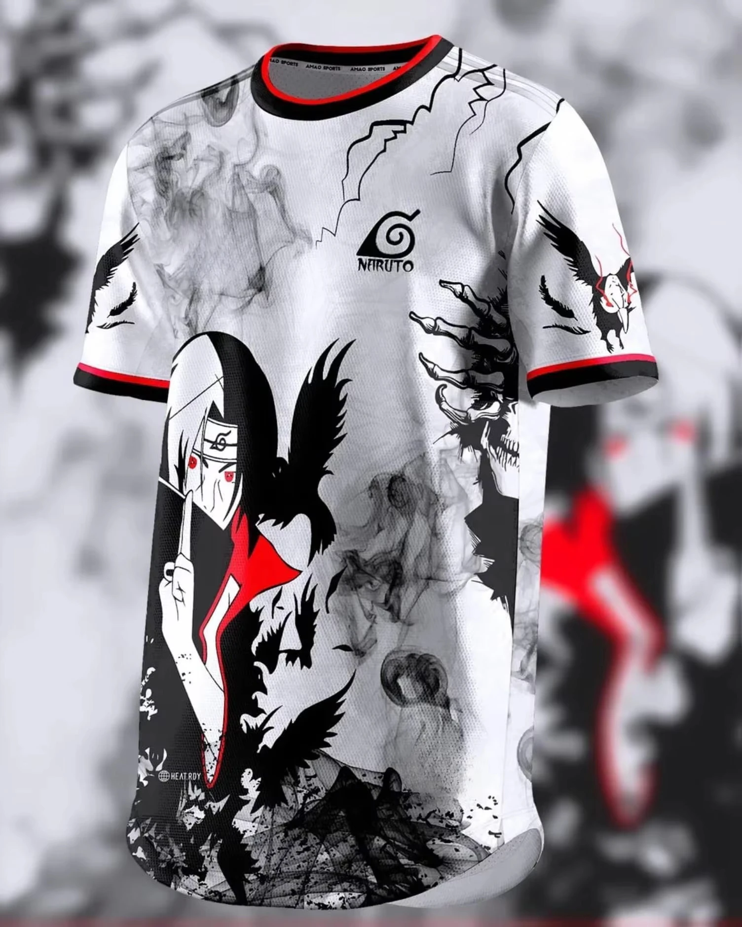 Camiseta MINISO Naruto de dibujos animados para niños, camiseta japonesa Uchiha Itachi 3D de manga corta para fútbol, deportes, ocio, entretenimiento, Top para chico