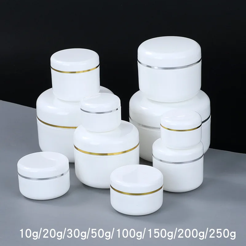1 Bag 10g 30g 50g 100g 500g White with Gold Silver Circle Cream Jar Box Cosmetic Packaging bottle