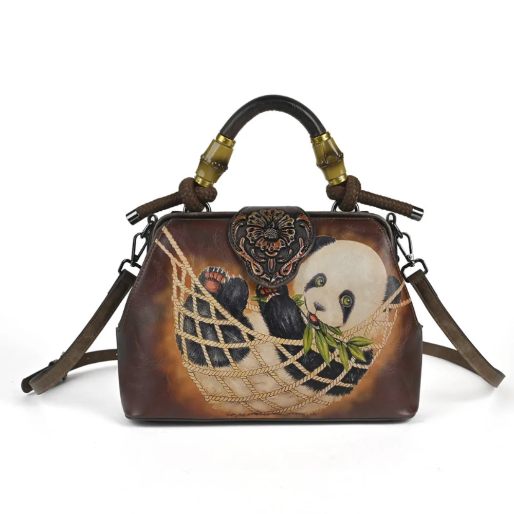 

Новая женская сумка с вышивкой панды в китайском стиле, винтажная сумка через плечо в стиле бохо, модная сумка-тоут, сумка на плечо для женщин