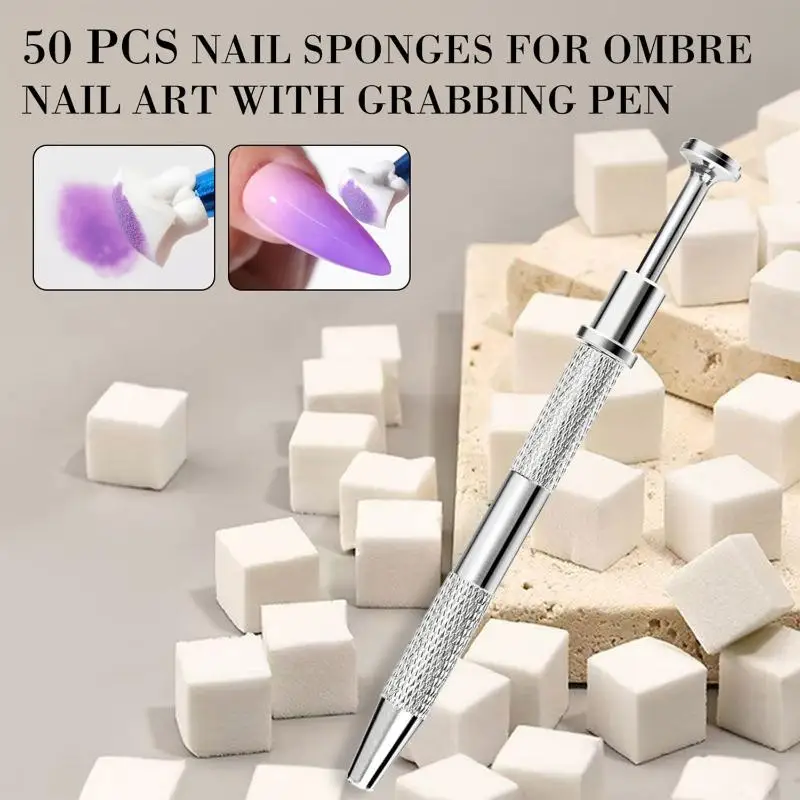 Juego de esponjas cuadradas coloridas para uñas, cepillo de uñas degradado, Mini herramienta suave para difuminar uñas, esponja de maquillaje para manicura DIY con bolígrafo de agarre