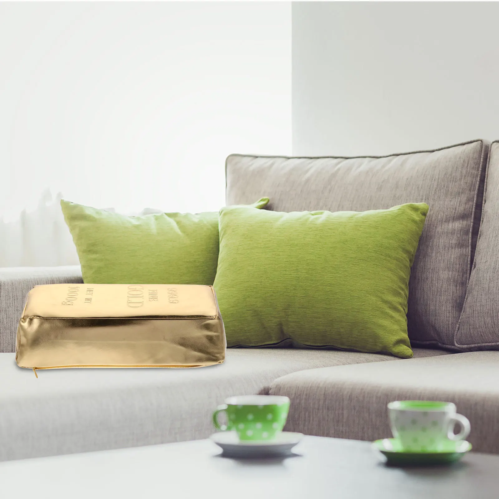 

1Pcs Gold Brick Pillow Funny Simulation PU Portable Throw Pillow Car Bed Sofa Decor Office Cushion Gift