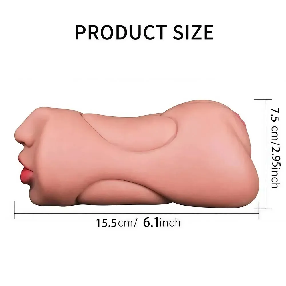 3 in 1 Realistic Vagina Anal Oral Masturbator Cup Soft Silicone Pocket Pussy Deep Throat Massager Sex Toy for Men view 6