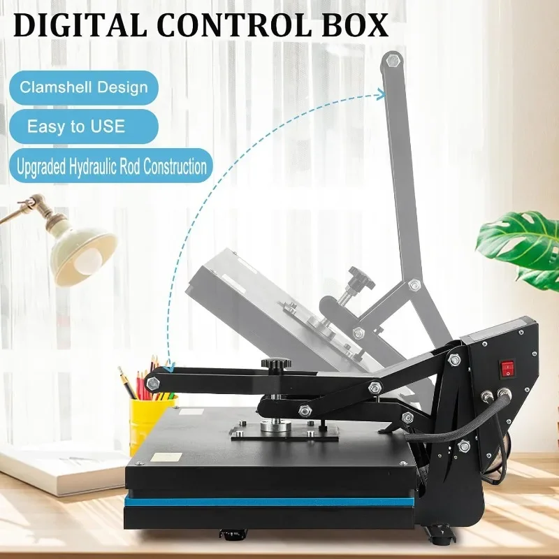 Transferpresse 16x24 Zoll, Hochdruck-Clamshell-Wärmepressmaschine 1800 W, große digitale Steuerung der Transferpresse