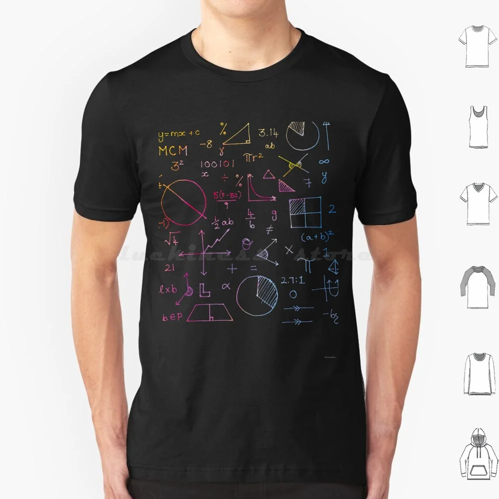 Camiseta con fórmulas matemáticas (fondo de acuarela), camiseta de algodón para hombres y mujeres, estampado DIY, diagramas de fórmulas matemáticas, álgebra, geometría, escuela secundaria