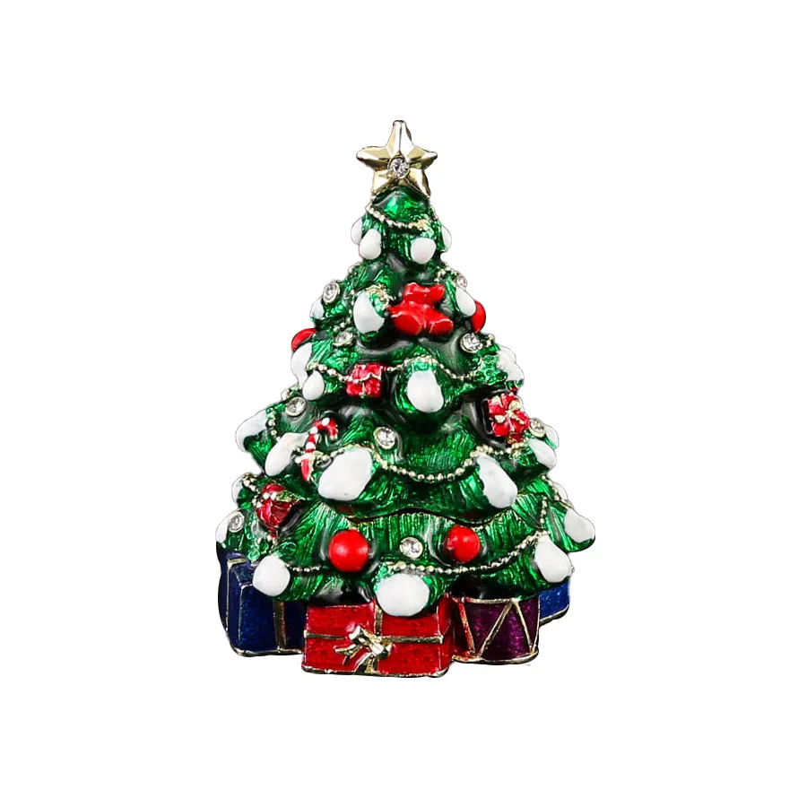 Enamel Colored Drawing Christmas Trees Jewel Case Jewelry Storage Box Metal Handicraft Home Furnishing Articles Christmas Gift