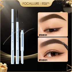 FOCALLURE 3 Colors Eyebrow Pencil  Waterproof Long-lasting 3 In 1 Ultra Fine Triangle Eye Brow Makeup Cosmetics