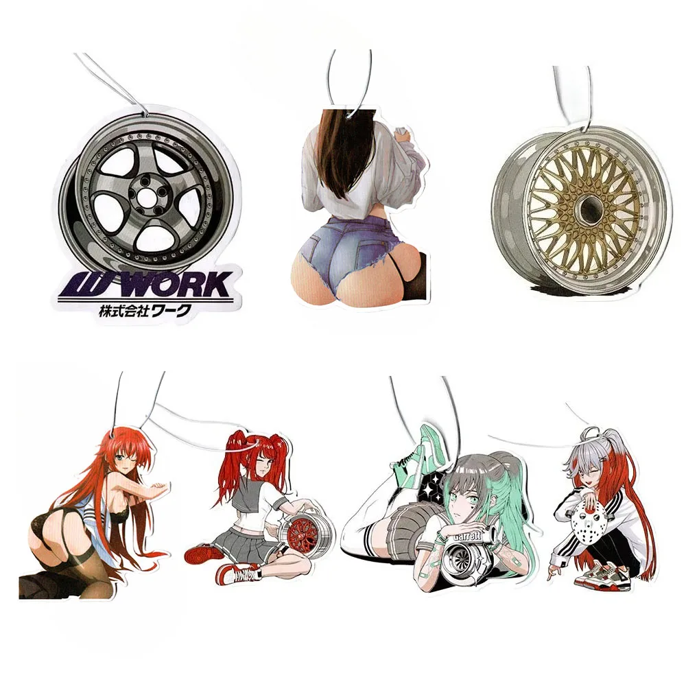 

JDM Culture Car Air Freshener Rearview Mirror Perfume Pendant Interior Accessories Auto Mirror Fragrance Pendant Anime Decor