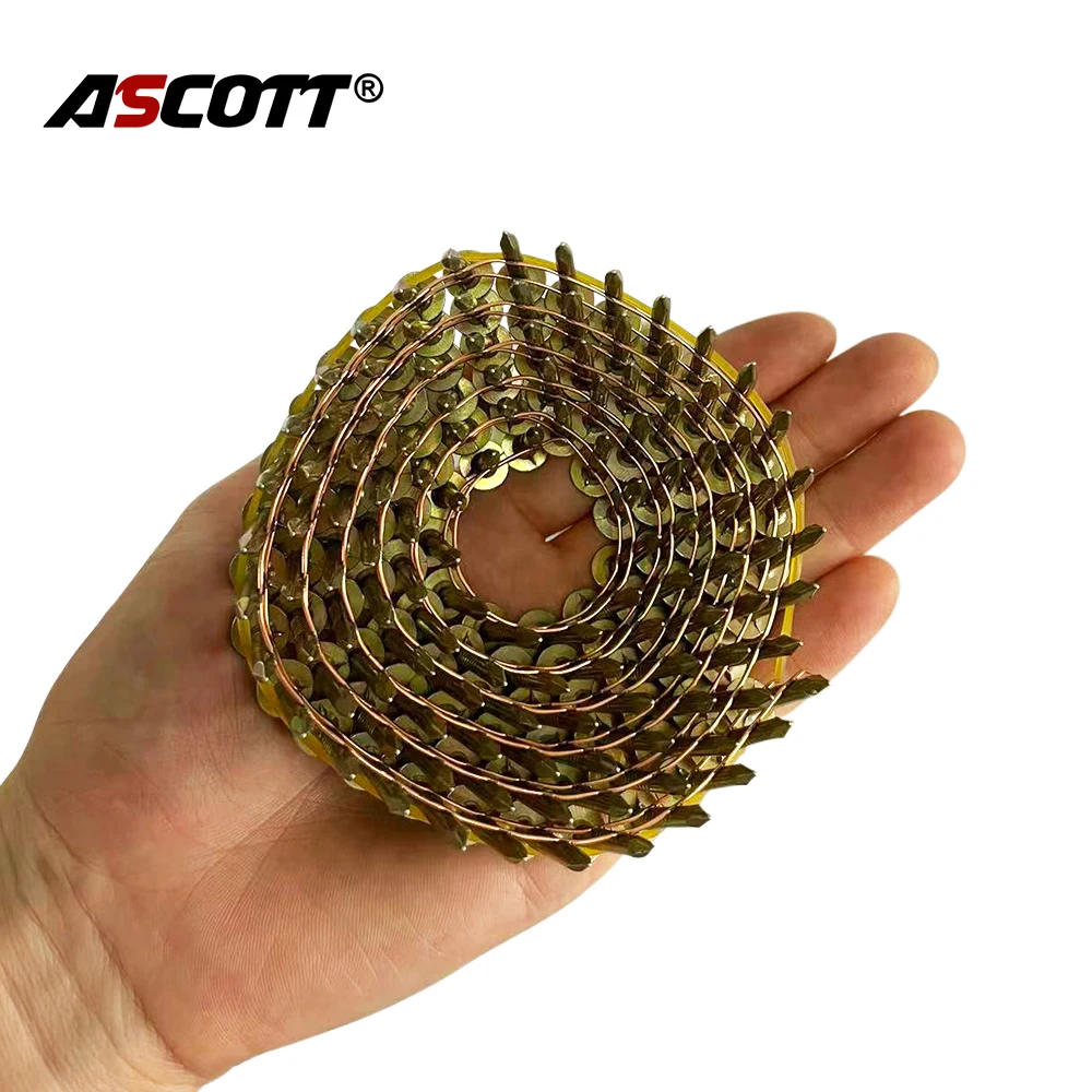 600 Count Electro Galvanized Coil Roofing Nails 1-Inch x .120-Inch 15 Degree Round Head Wire Weld Collated Roofing Nail for Roof