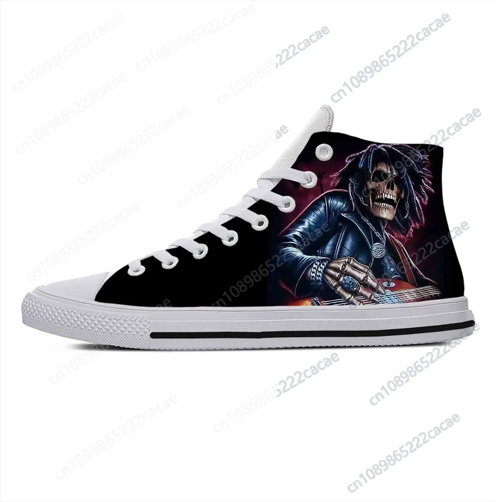 

Heavy Metal Rock Skull Guitar Grim Reaper Gothic Casual Cloth Shoes High Top Comfortable Breathable 3D Print Men Women Sneakers