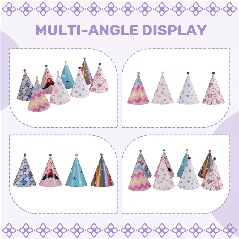 ABWR-8 шт., бумажные золотые фольги, конусные шляпы для вечеринки в честь Дня Рождения для взрослых и детей, украшение для вечеринки