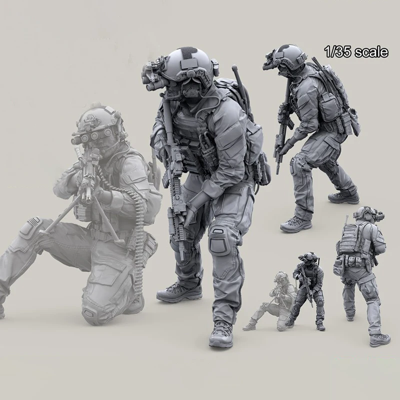 1/35 Resin Model Figure Kits GK , Six People，No Motorcycle，Military Theme，Unassembled And Unpainted，136RBL