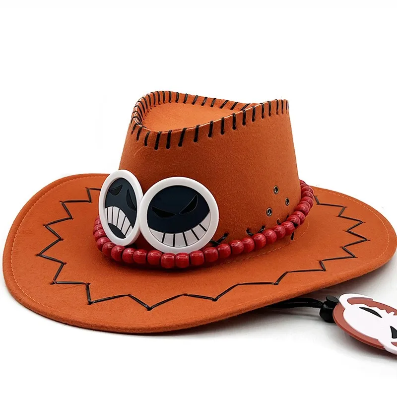 One Piece Ace Cappello da cowboy Anime Portgas D Costume cosplay Puntelli Berretto Divertente Cappelli da cowgirl Copricapo Moda Casual Sunbonnet Cap Regalo