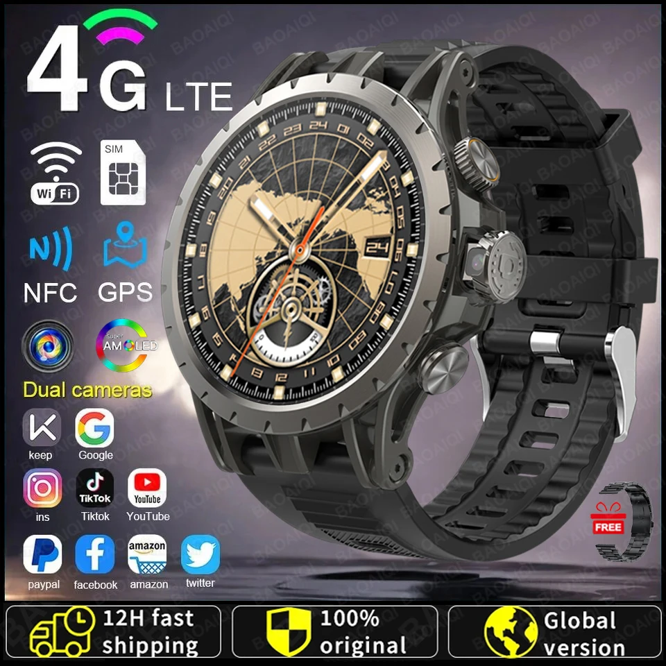 4G Full Netcom Android 9.0 4G Smart Watch 466*466 Amoled 1.43'' Screen Display GPS WIFI HD Video Call 5MP Camera Smartwatch 2025