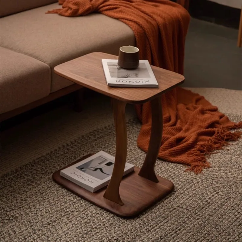 

North American black walnut edge simple all-solid wood sofa side bedside small household coffee