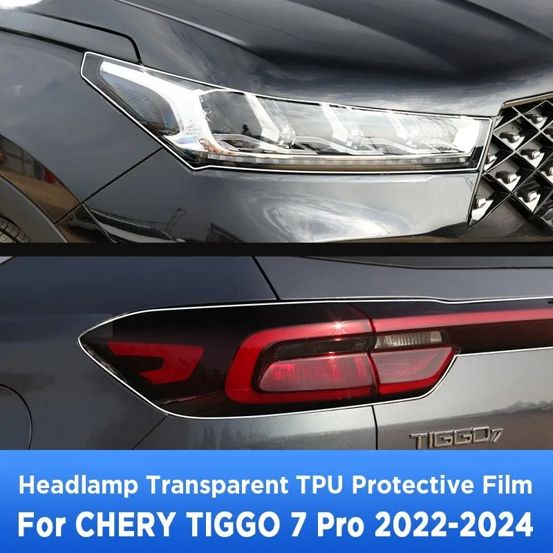 

For CHERY TIGGO 7 PRO 2022-2024 Car Exterior Headlight Anti-scratch Front Lamp Transparent TPU Protective Film Accessories