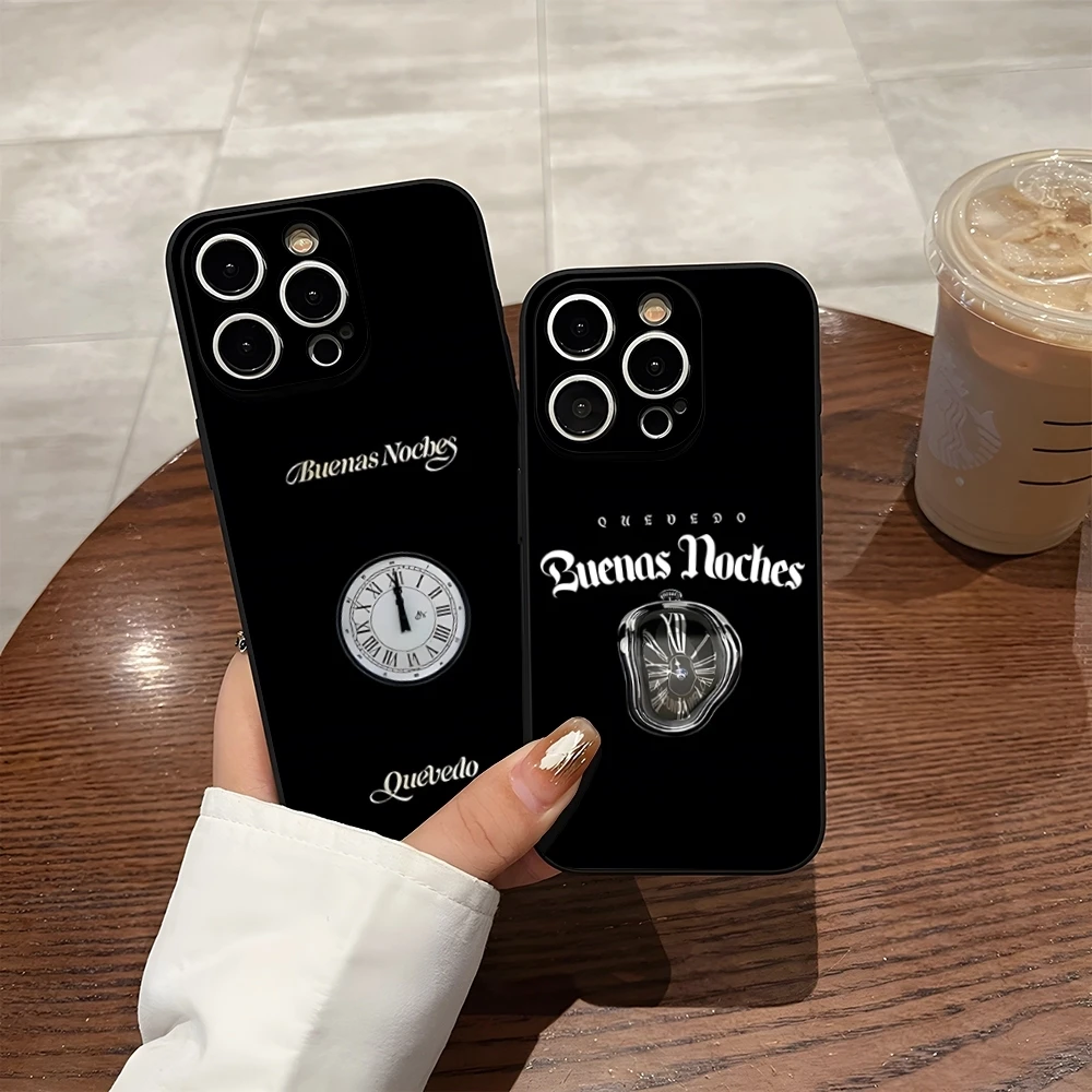 Funda de teléfono Singer Q-Quevedo Buenas Noches para Iphone 16 Pro Max 15 Pro 14 Plus 13 11 12 Xr X Xs 7 8 Plus Se 2020