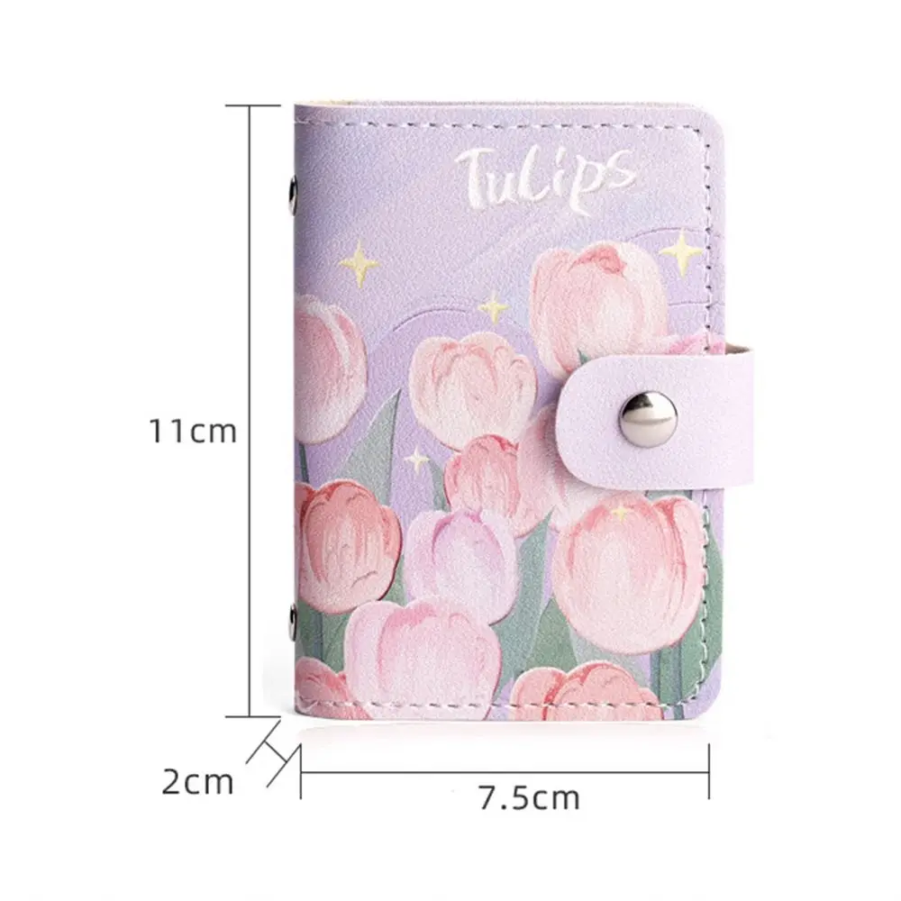 Fashion PU Leather Card Bag Flower Pattern Multiple Card Card Case Waterproof Card Holder for Teenagers Girls