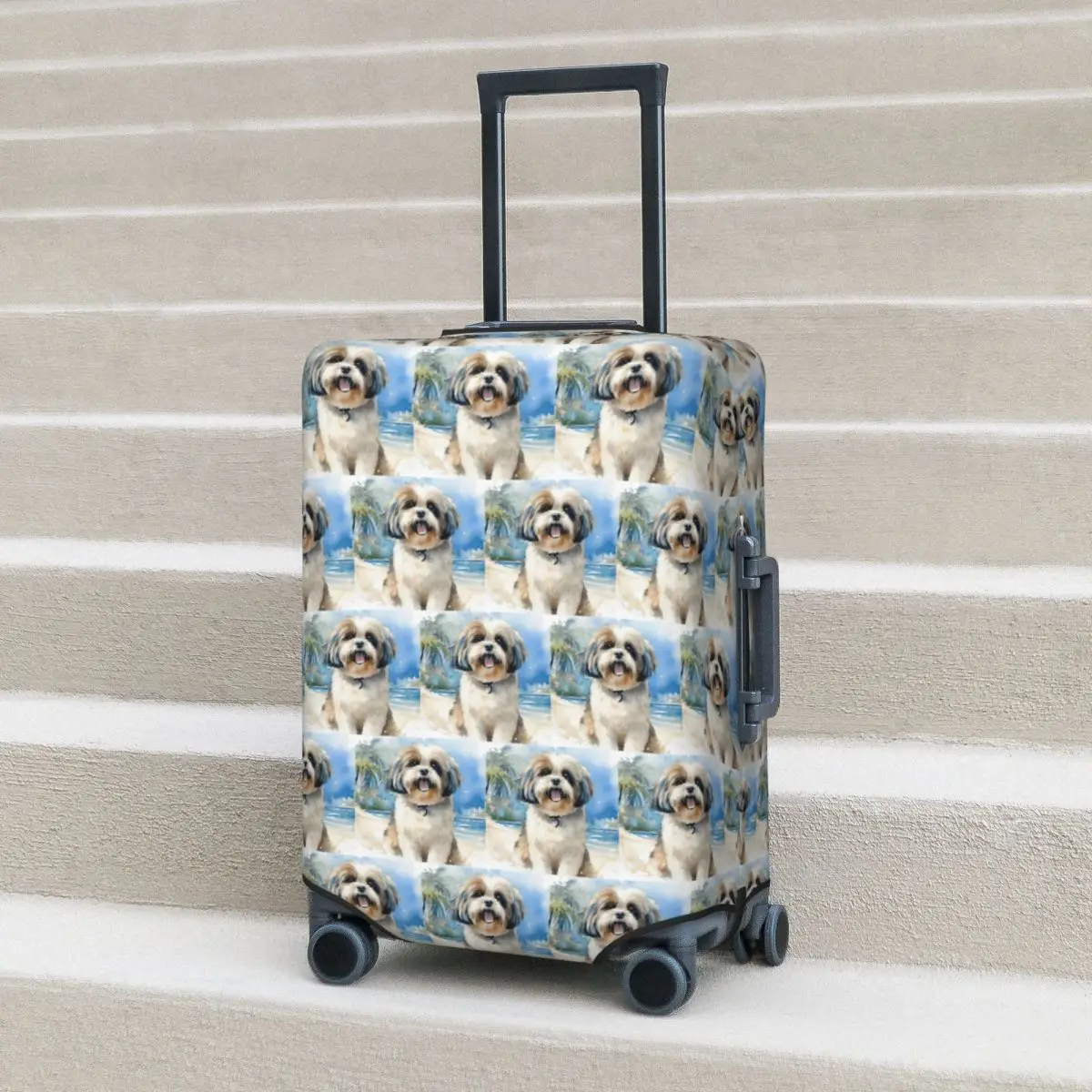 Ши-тцу на пляже, защитный чехол для чемодана, эластичные защитные чехлы для дорожного багажа на 18-32 дюймов