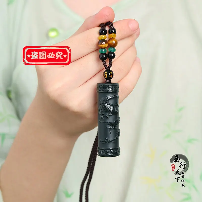 New Hetian dragon pillar pendant Xinjiang fine material dragon pendant men's and women's pendant wear certif