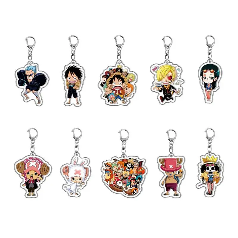 

Anime One Piece Acrylic Keychain Pendant Luffy Chopper Zoro Backpack Hanging Accessory Cartoon Figure Collectible Gift for Fans