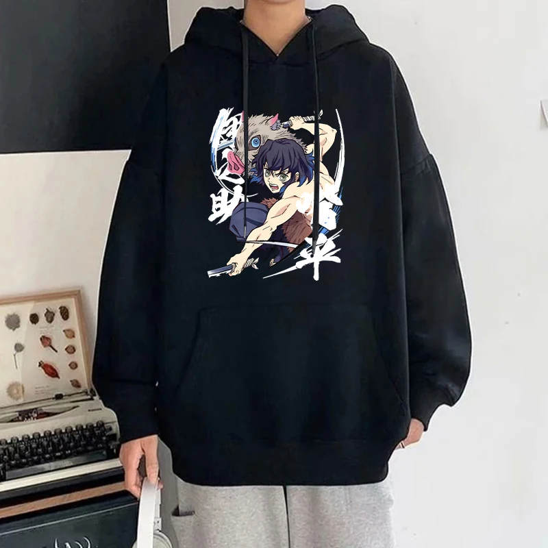 New Anime Hashibira Inosuke Printed Hoodies Women Men Sweatshirt Hooded Casual Tops Pullovers