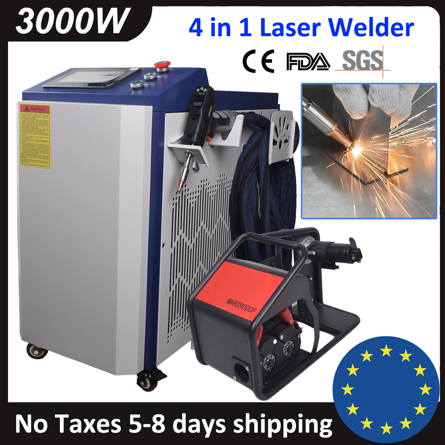 3000W Reci Fiber Laser Welding Machine 4 in 1 Laser Welding Cleaning Cutting Machine Handheld Fiber Laser Welder for All Metal