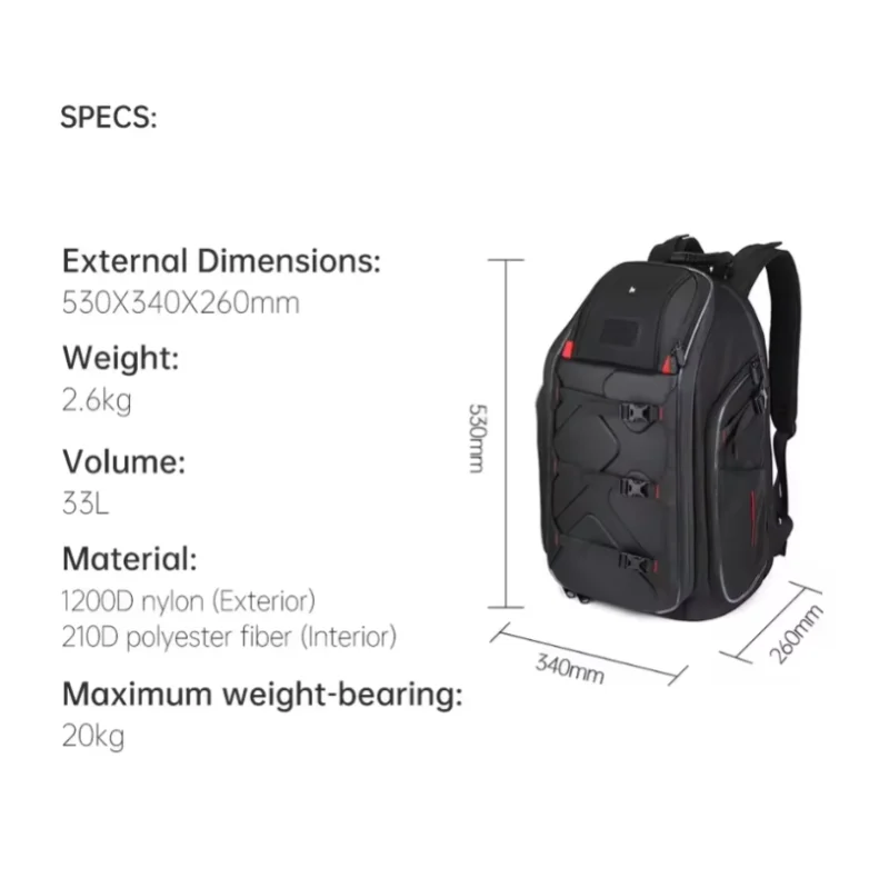 iFlight 33L FPV Drone Backpack, Resizable Dividers & RGB LED Module for RC Quadcopter, 53x34x26cm Travel Case