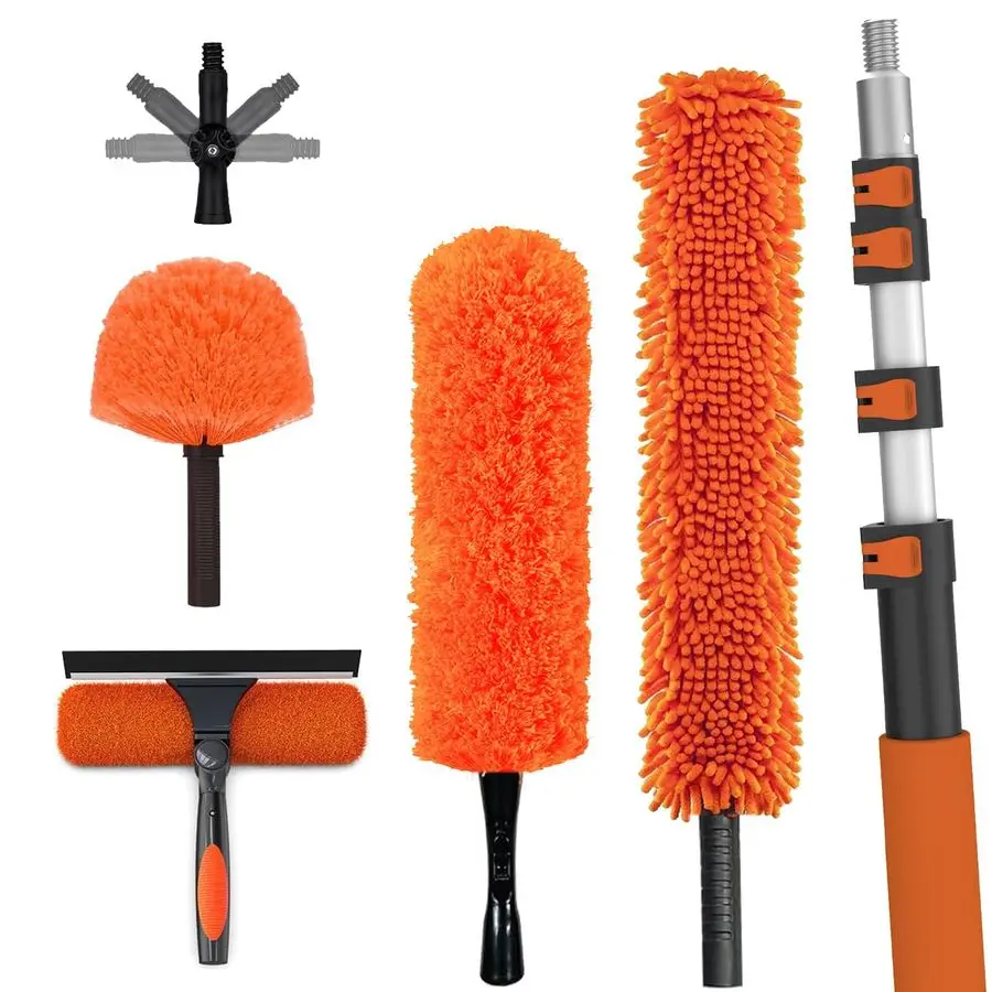 

High Reach Duster Cleaning Kit with Extension Pole, High Ceiling Fan Cleaner Duster Tool for Fan Blades, Window Washing Kit with