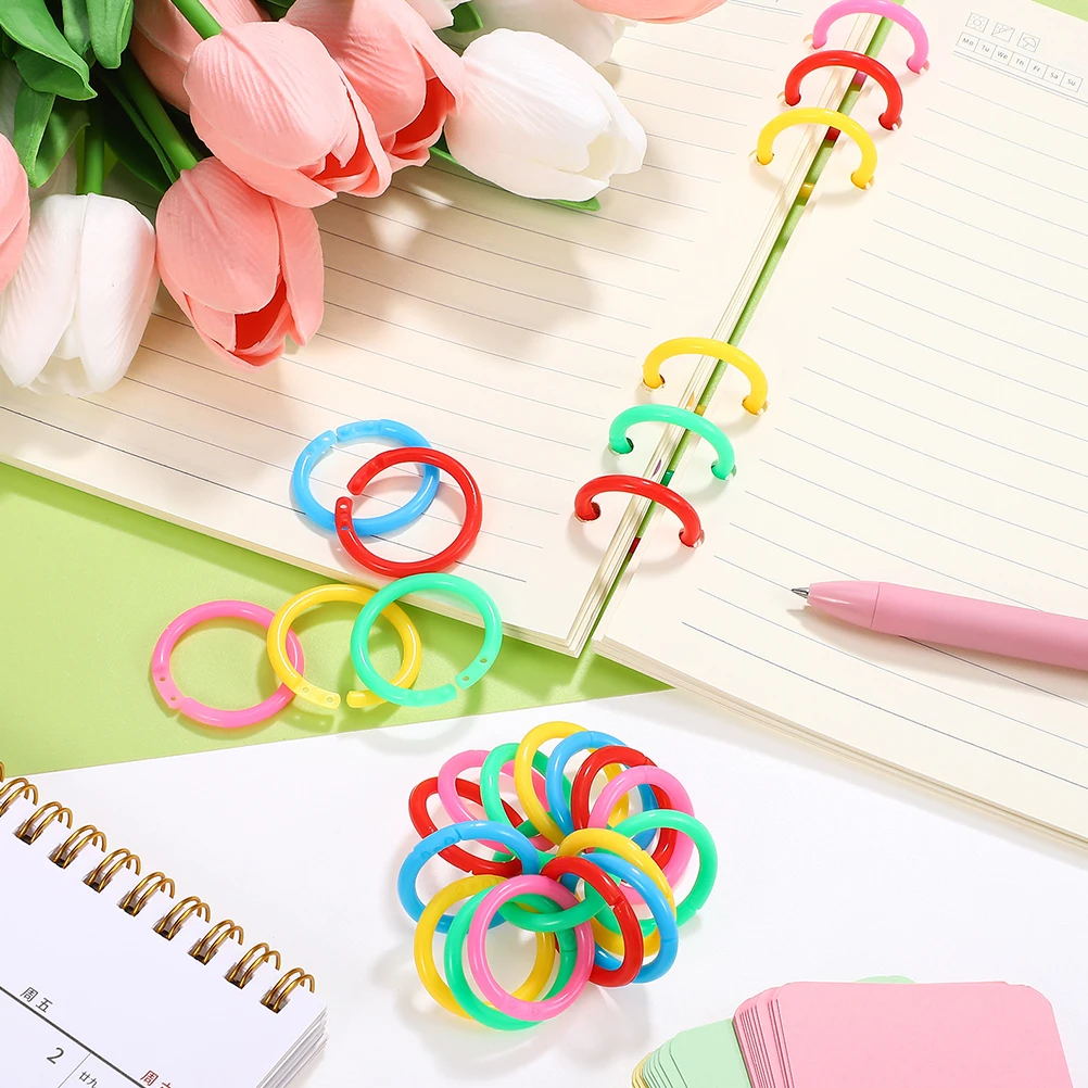 

150pcs Plastic Binder Rings Colorful Small Office Book Rings Paper Clips For Index Cards Loose Leaf Notebooks Fastener