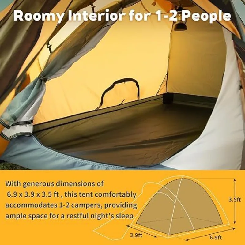 4-Season 2-Person Camping Tent Waterproof Windproof Double Layer Tent Winter Mountaineering All-Weather Outdoor Adventures