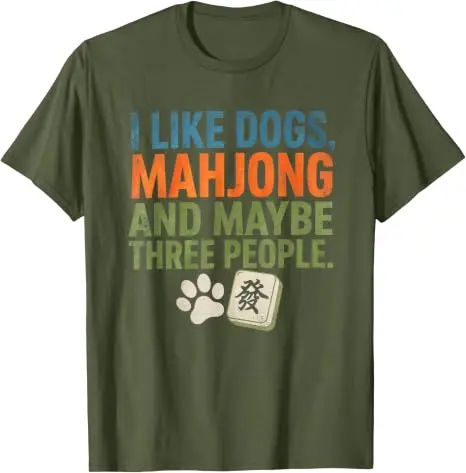 Ich mag Hunde, Mahjong und vielleicht drei Leute – Vintage Mah-Jong T-Shirt im Y2K-Stil mit Hundespiel-Mahjong-Grafik und Spruch – Geschenk – Detail 8