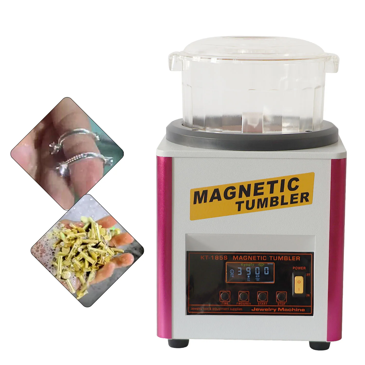 

Magnetic Tumbler with 150g Polishing Media, 2000RPM Powerful Polisher Finisher Machine for Cleaning Jewelry Metal Casting