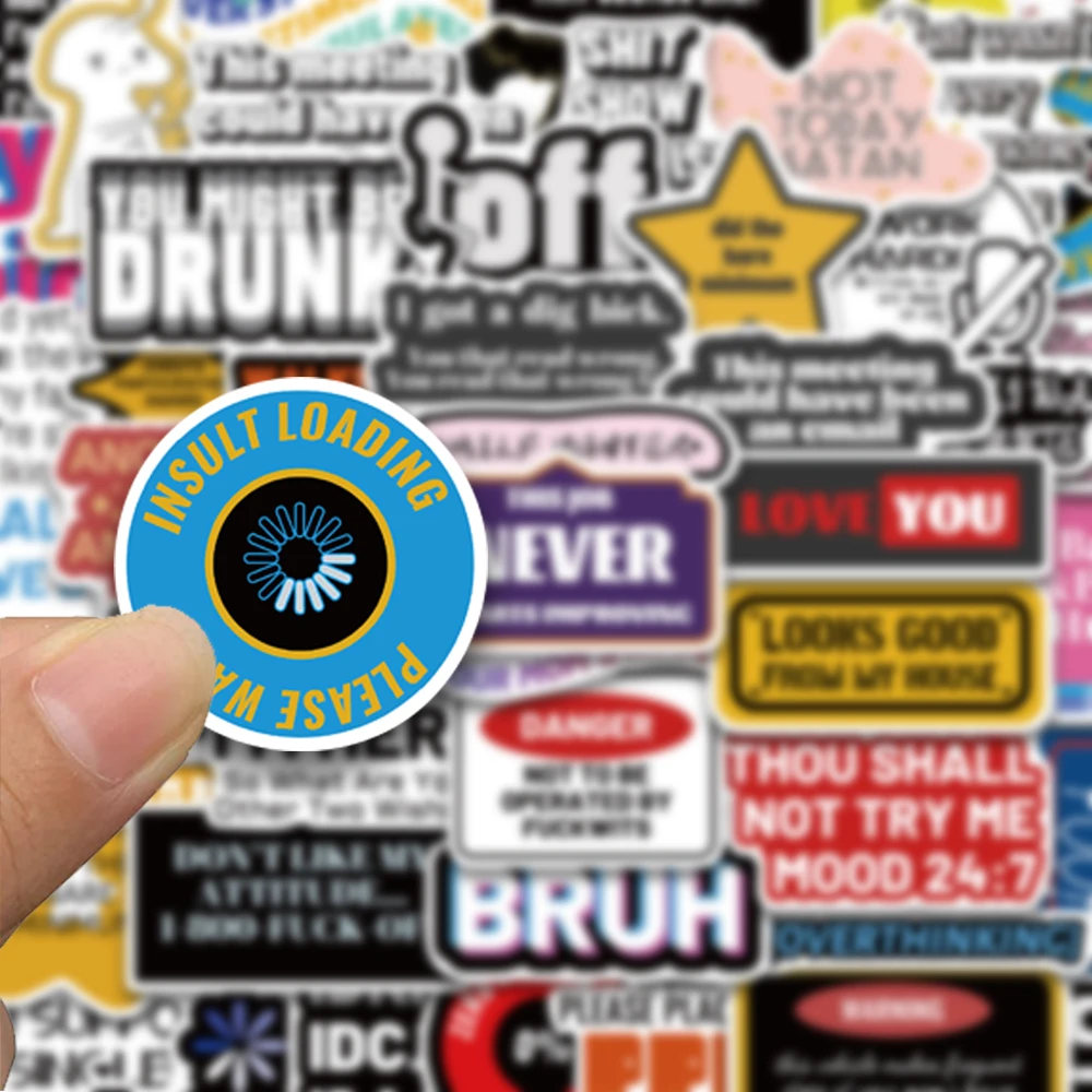 50pcs adult funny humorous text series stickers, suitable for decorating tablets, suitcases, water bottles, waterproof stickers image 2
