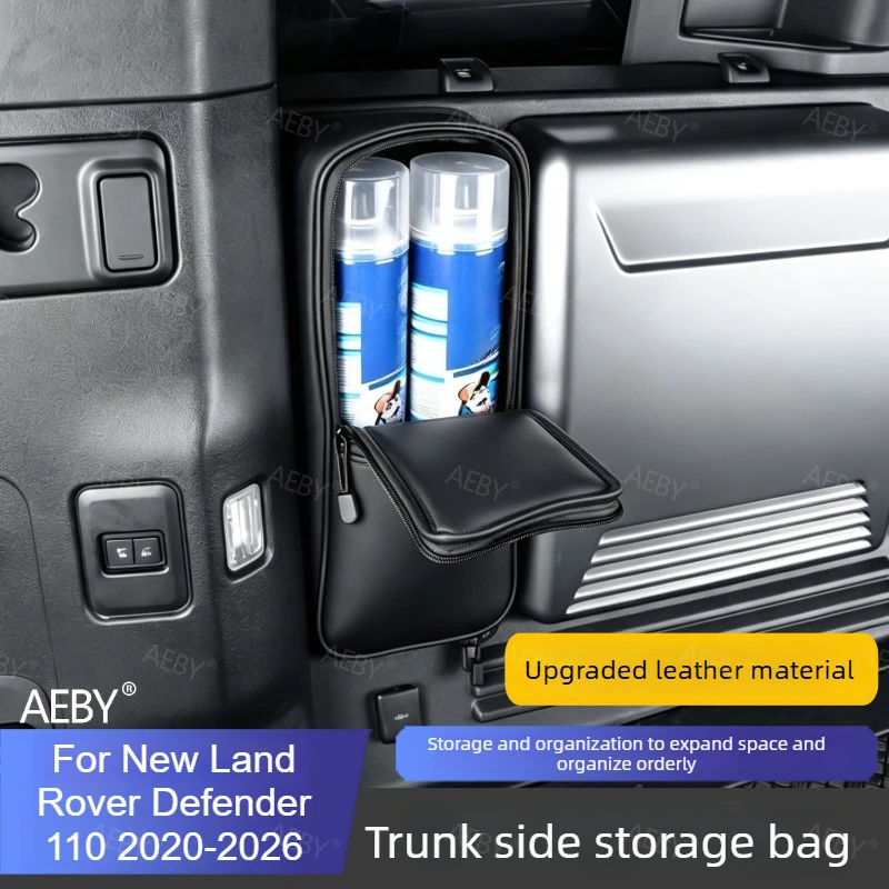 For New Land Rover Defender 110 2020-2026 Rear luggage compartment side storage bag Double sided adhesive without drilling
