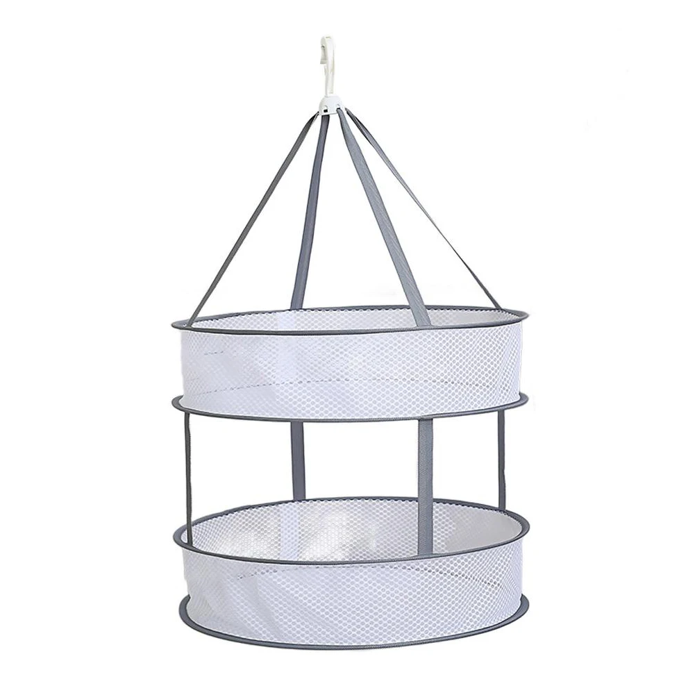Indoor Outdoor Use Double-Layer Drying Basket Compact Storage Faster Drying Organized Laundry Robust Materials