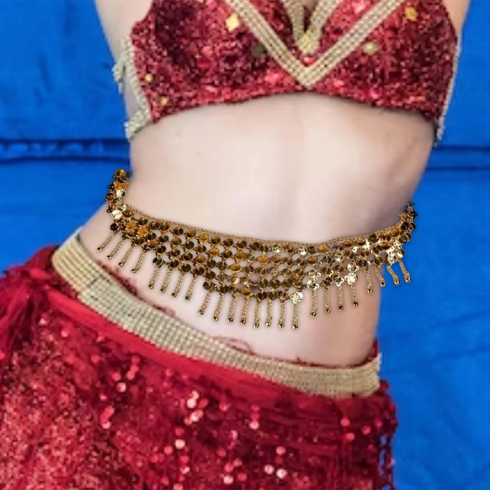 Women Belly dance Chain Tassel Belt Costume Multi Layer Indian Dancing Hollow Hip Scarf Belt Belly Jewelry Dancing Belt