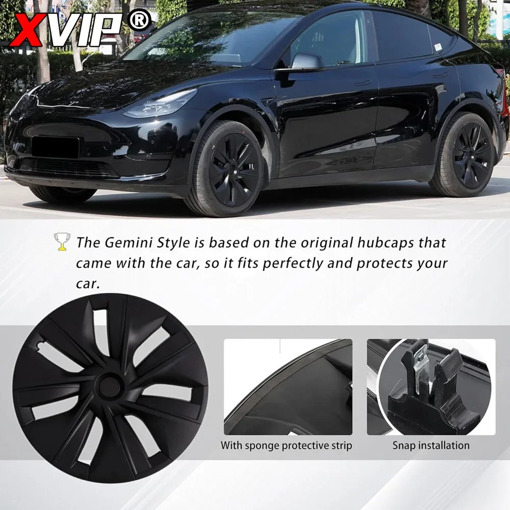 XVIP 19 pollici Gemini OEM Style HubCaps nero opaco protezione della copertura della ruota di ricambio per prestazioni originali per Tesla Model Y