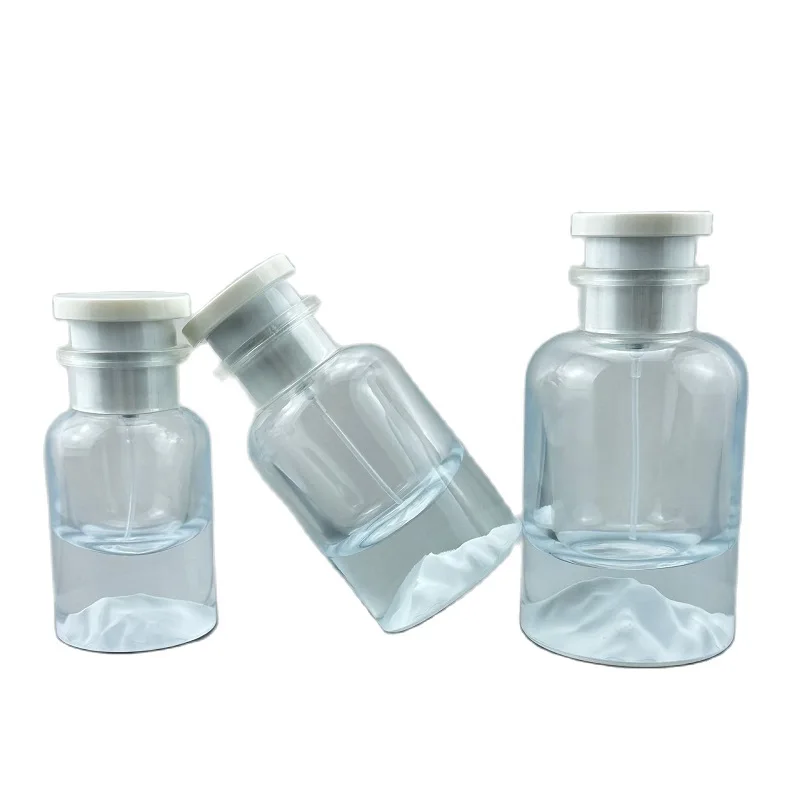 5pcs Perfume Refill Bottles Silver White Cap Crimpless Empty Clear Thick Glass Atomizer Fragrance Spray Bottle 30ml 50ml 100ml