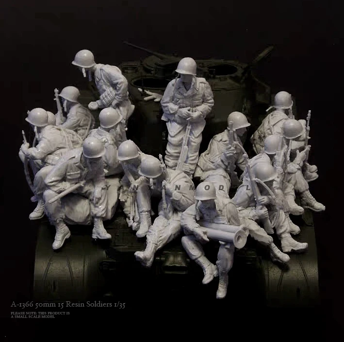 1/35 Resin Soldier model kits figure colorless and self-assembled (15 pcs) A-1366