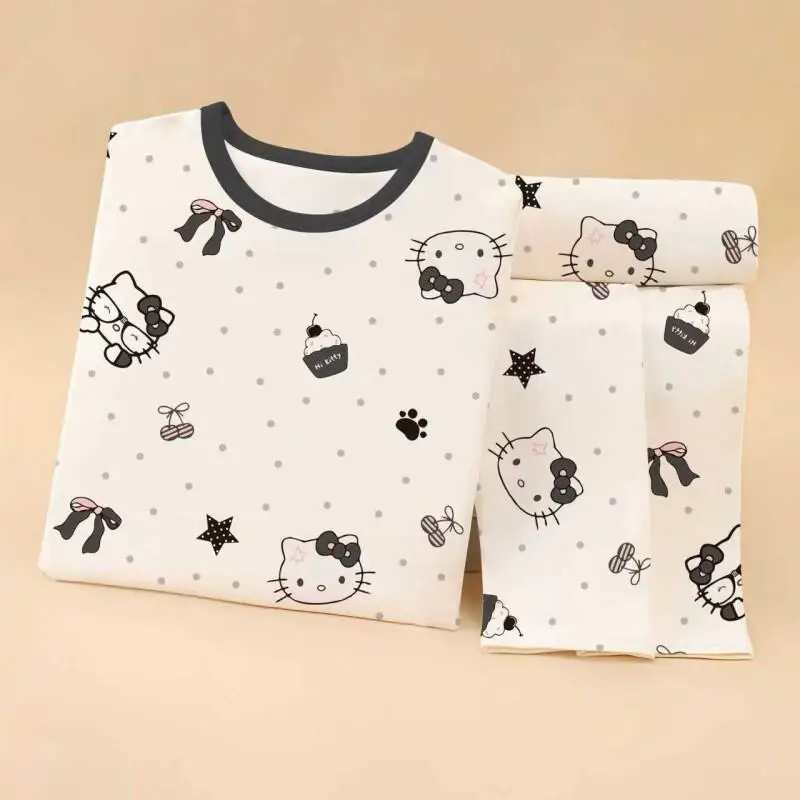 

Комплект пижамы Sanrio Hello Kitty: лонгслив и брюки, хлопок, для девочек, осень-весна, комфортная, мягкая, теплая одежда для сна