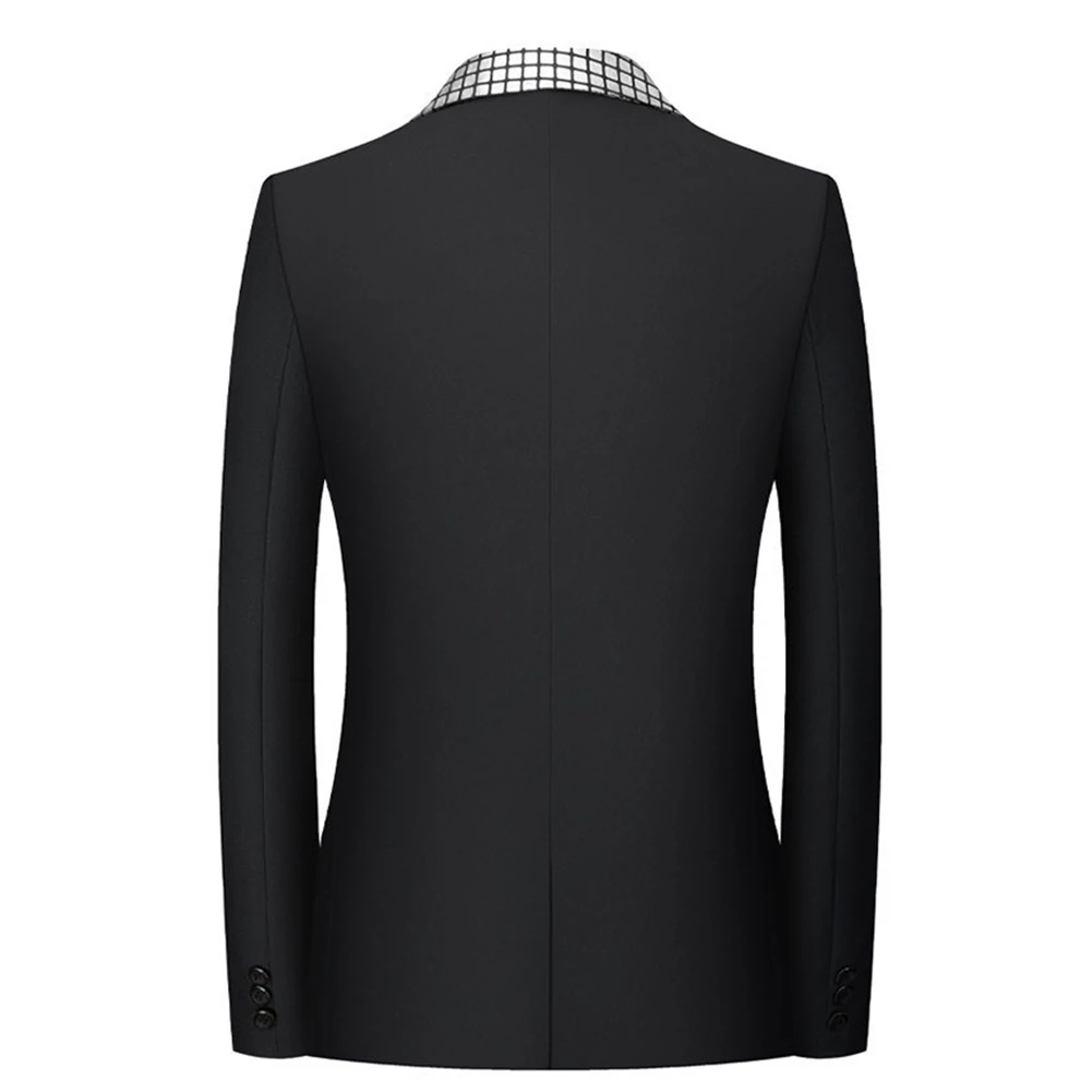 Men Tuxedo One Button Blazer Sequin Performance Slim Dress Splicing Jacket Suit
