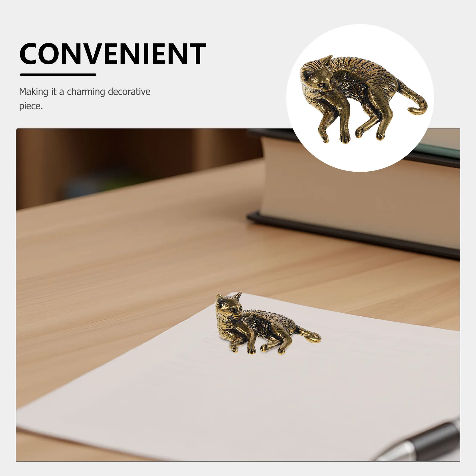 รูปปั้นแมวทองเหลืองโบราณ งานประติมากรรมลูกแมวสีบรอนซ์ ของตกแต่งบ้าน สไตล์เรโทร รูปปั้นสัตว์ ของประดับตกแต่งโต๊ะ ชั้นวางของ