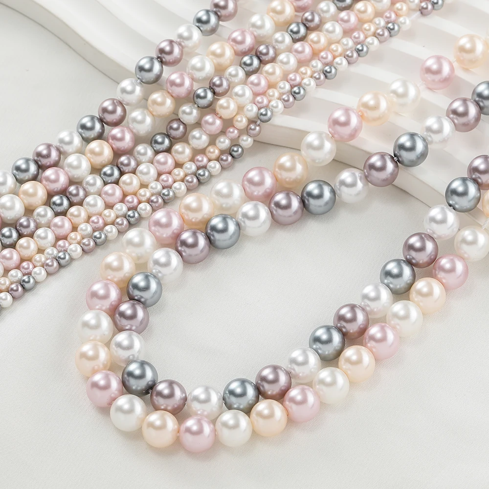 1 ستراند 4.5/6.5/8/10 مللي متر الزجاج اللؤلؤ الاصطناعي حوالي 39-92 قطعة خزر عازل ل عقد دي اي واي سوار صنع المجوهرات اكسسوارات #3