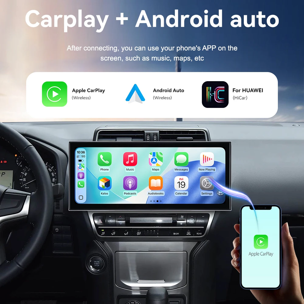 

Car Radio 15.8 inch Screen Carplay For Toyota Prado 2018-2021 Android 15 GPS Navigation Multimedia Player Head Unit Auto