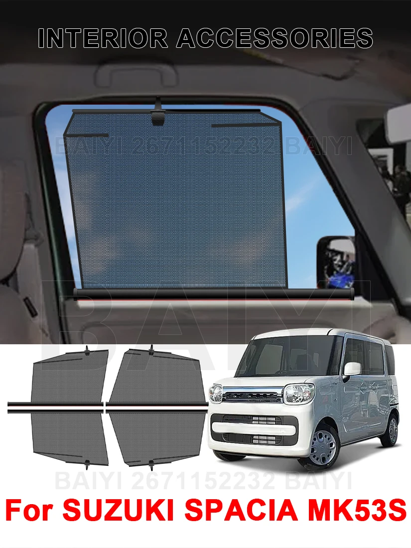 

Car SunShade Side Window Curtain For SUZUKI SPACIA MK53S Front Window Sunshade Summer UV Blocking Car Sun Protection Curtains