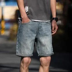 Short Jeans Pants For Men Bermuda With Pockets Man Denim Shorts Blue Baggy Sale Korean Fashion Cut Thin Jorts Trend Unique Wide