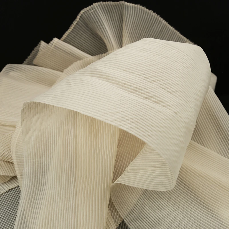 Organza Small Wrinkled Fabric Textured Pleated Yarn Taut for Modeling Background Decorative Dress Designer Fabrics