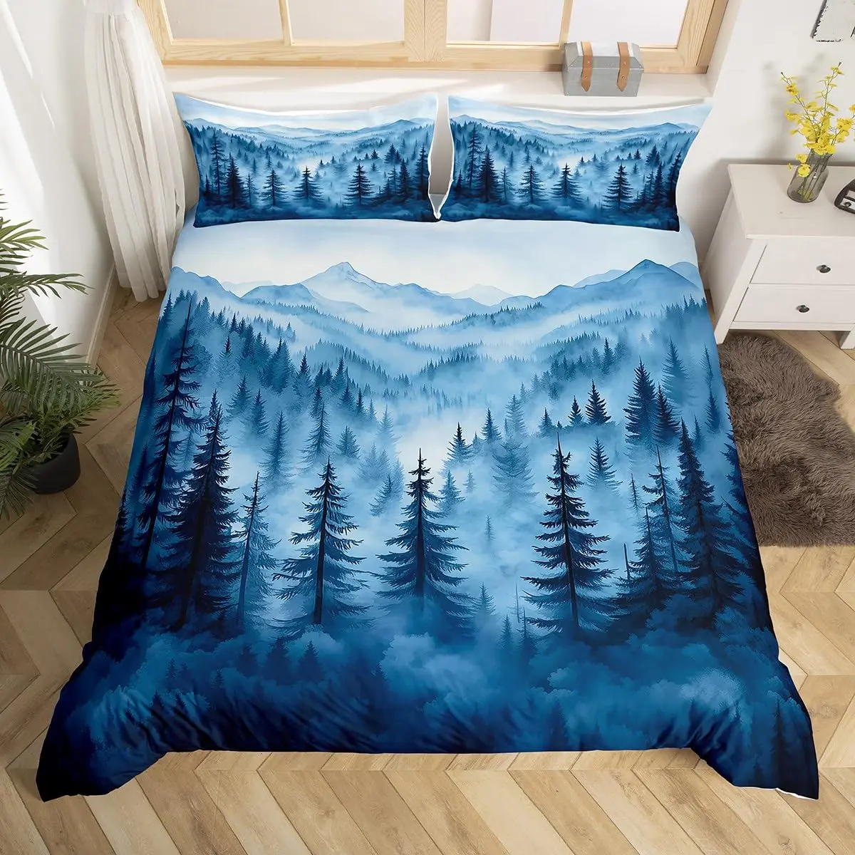 

Trees Duvet Cover Sets Queen Size 3 Pieces Bedding Set for Kids Boys Teens Adults Room Decor 1 duvet cover set and 2 Pillowcases