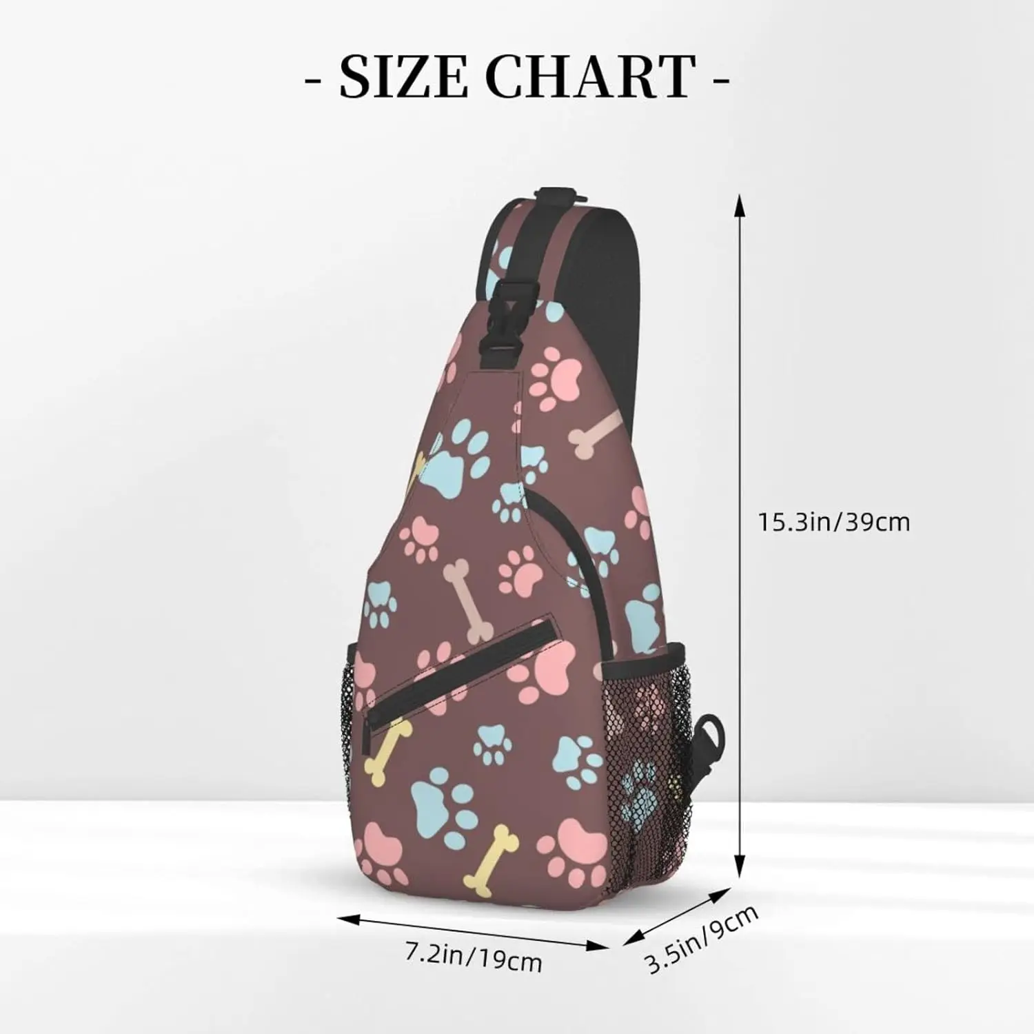 Dog Paw Bone Print Sling Bag Crossbody Backpack Unisex Adjustable Chest Bag Casual Shoulder Backpack Travel Hiking Daypack